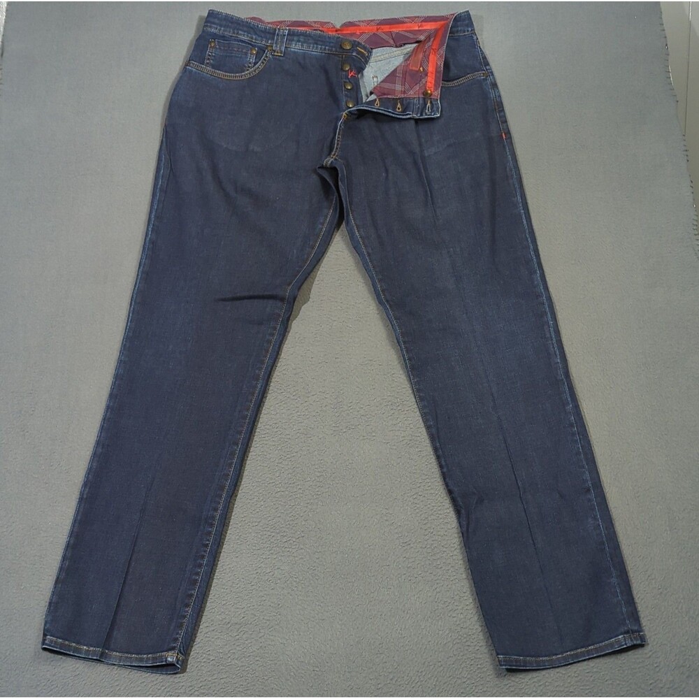 Isaia Jeans Men's 38x36 Blue Dj005 Button Fly Denim Made In Italy